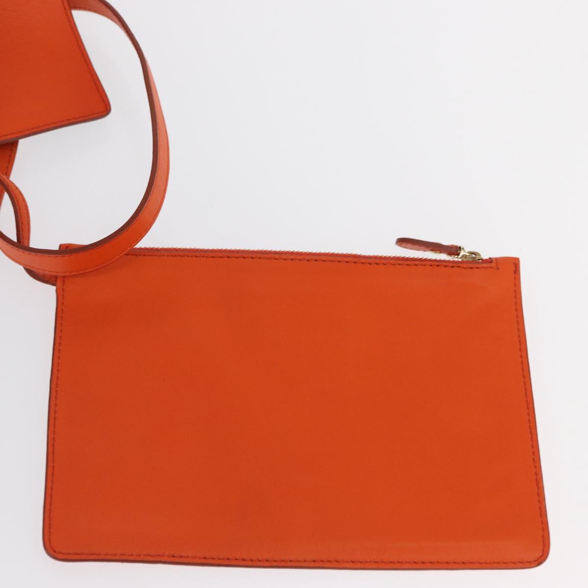 Salvatore Ferragamo Gancini Hand Bag Leather 2way Orange Gold Auth 169855