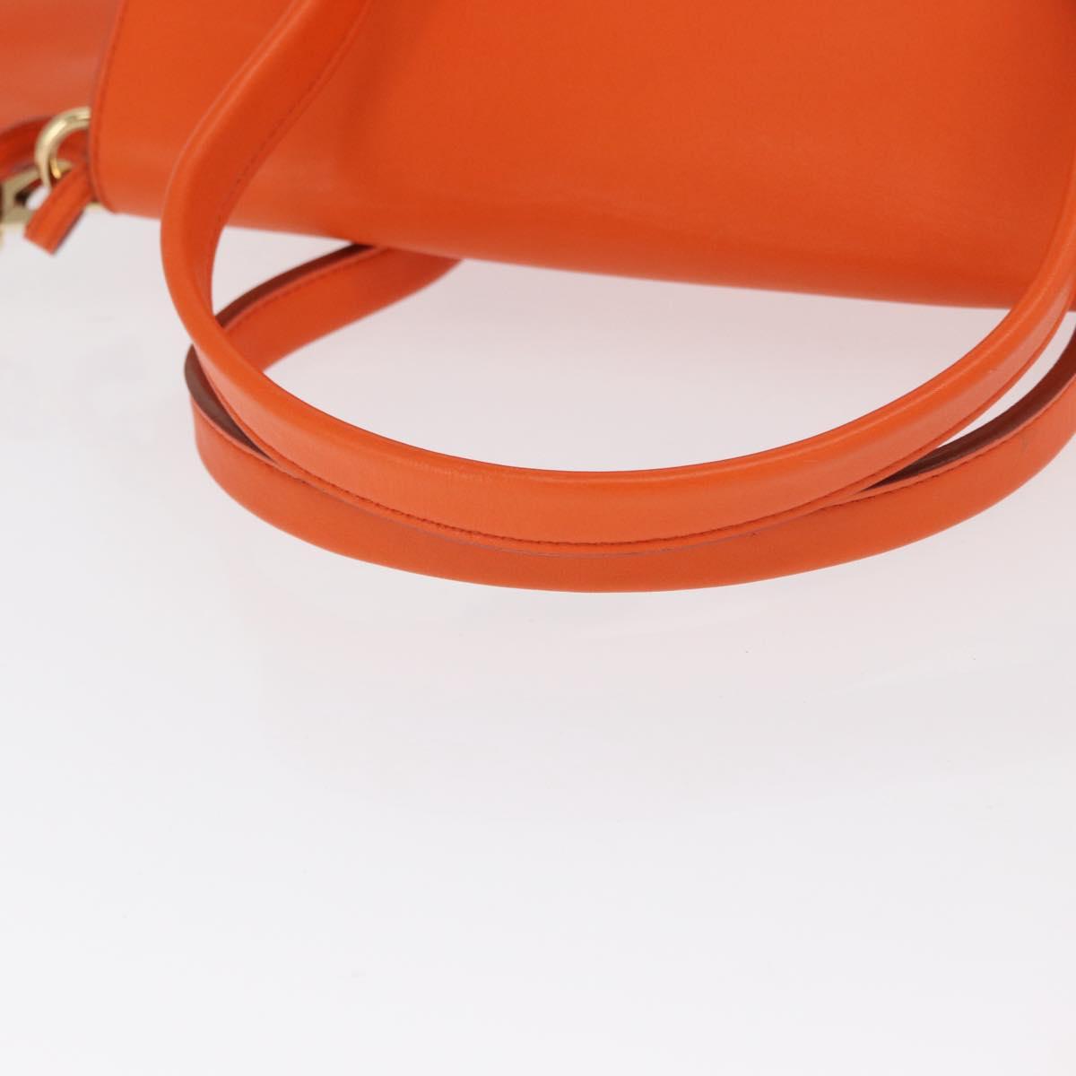 Salvatore Ferragamo Gancini Hand Bag Leather 2way Orange Gold Auth 169855