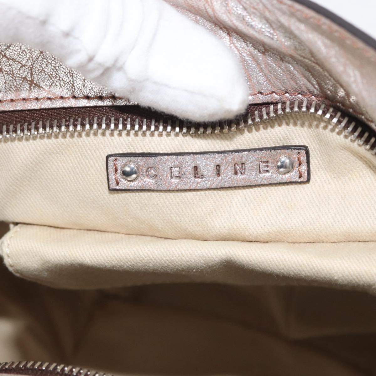 CELINE Bitter Sweet Hand Bag Leather Silver Auth 169857
