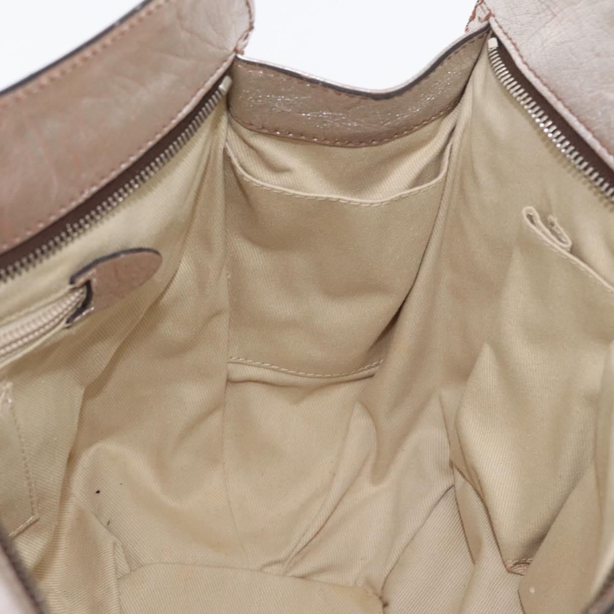 CELINE Bitter Sweet Hand Bag Leather Silver Auth 169857