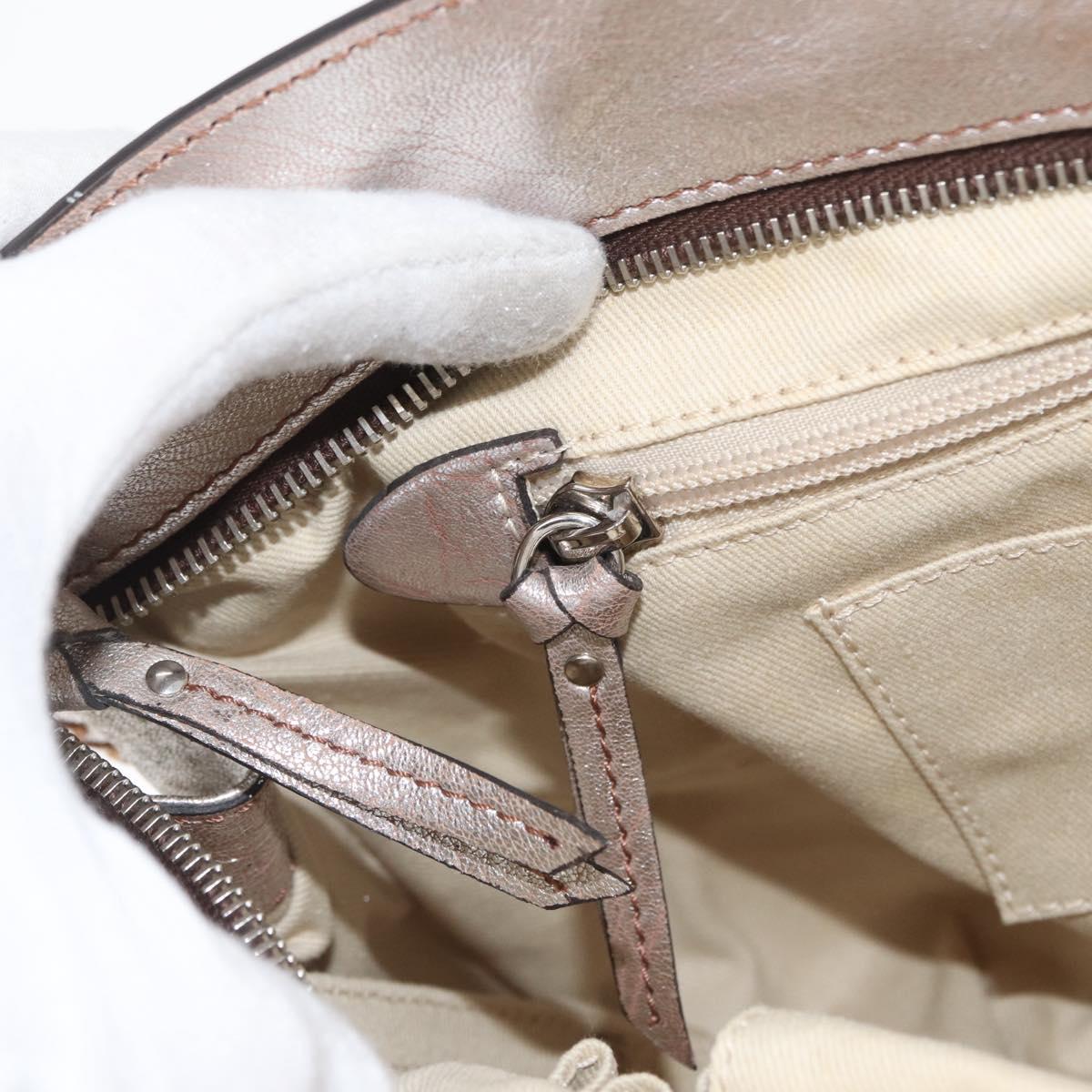 CELINE Bitter Sweet Hand Bag Leather Silver Auth 169857