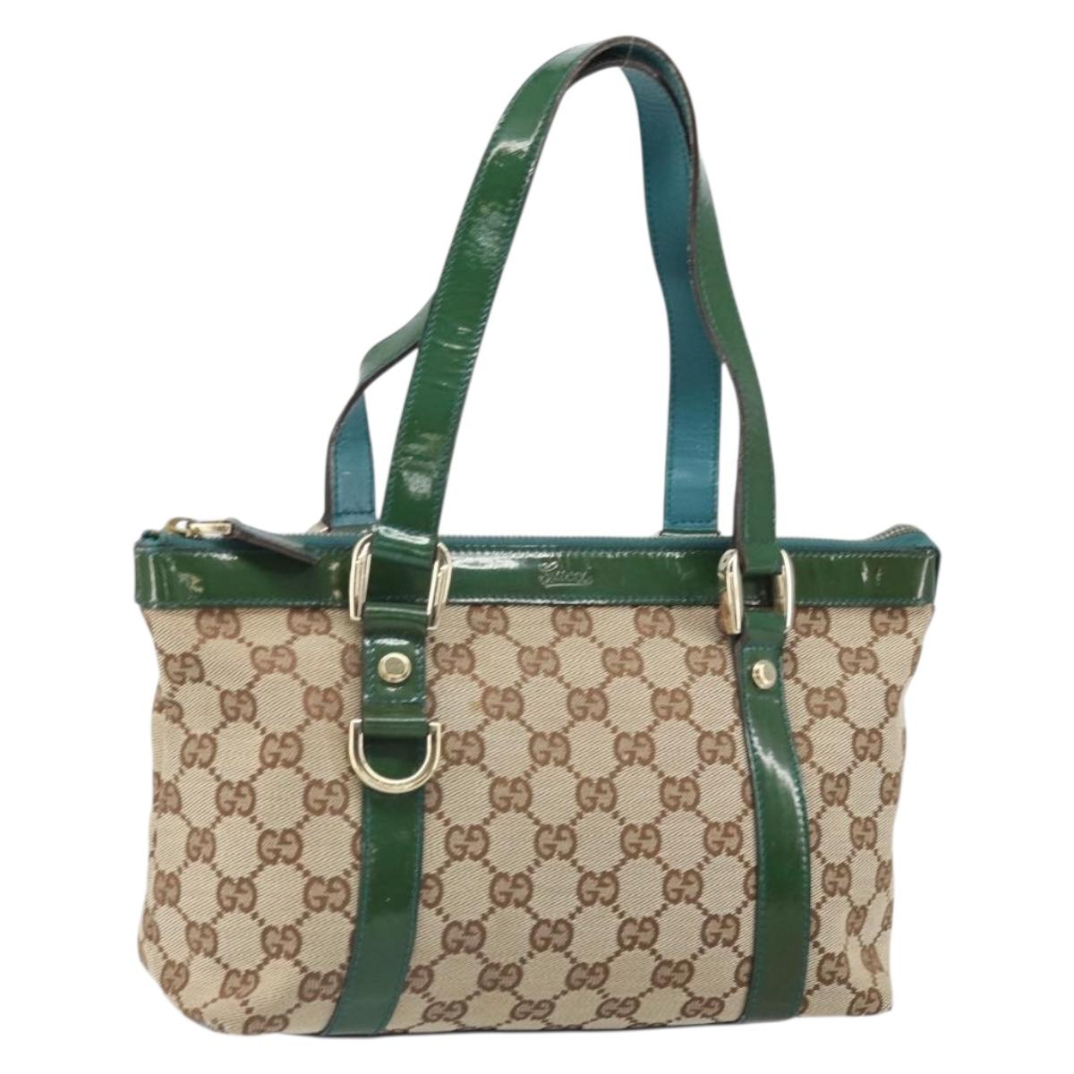 GUCCI Abbey GG Canvas Hand Bag Beige Gold 141471 Auth 169868