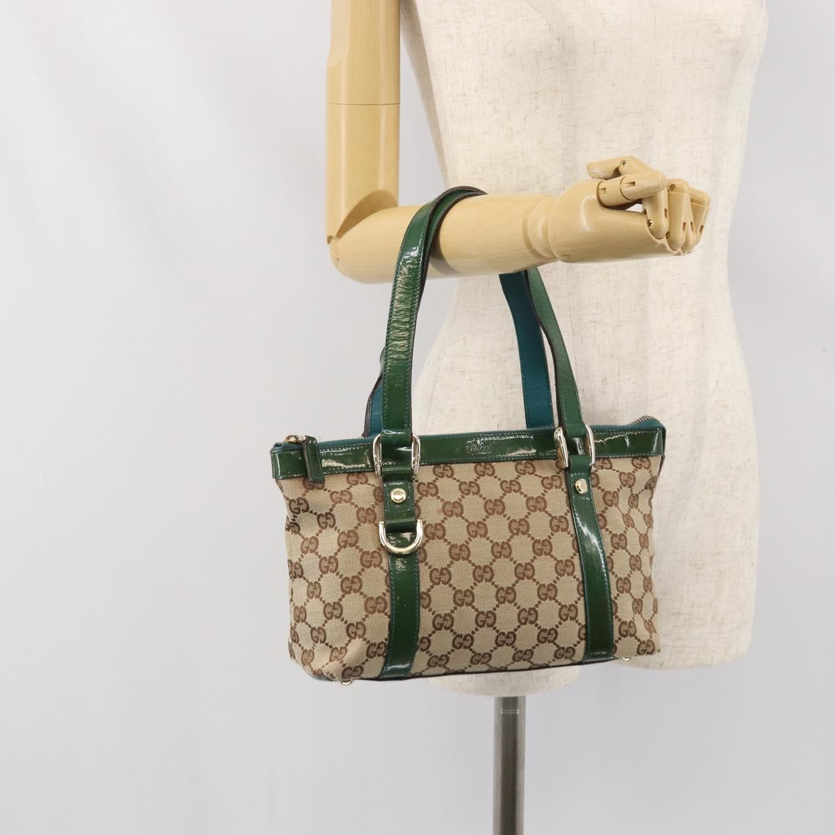 GUCCI Abbey GG Canvas Hand Bag Beige Gold 141471 Auth 169868