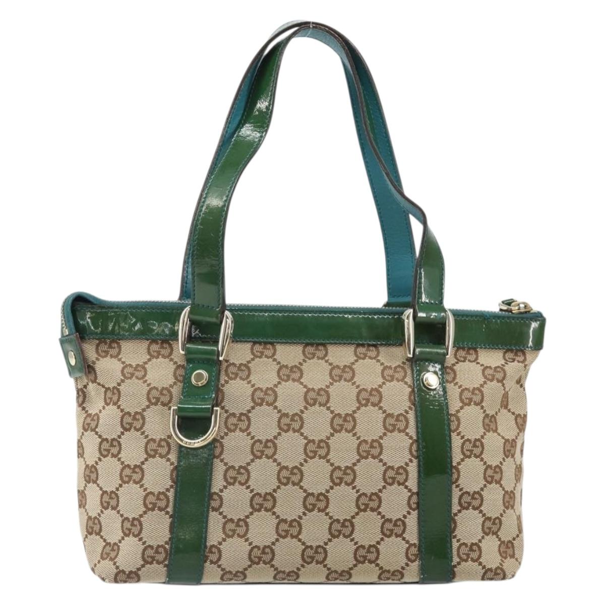 GUCCI Abbey GG Canvas Hand Bag Beige Gold 141471 Auth 169868