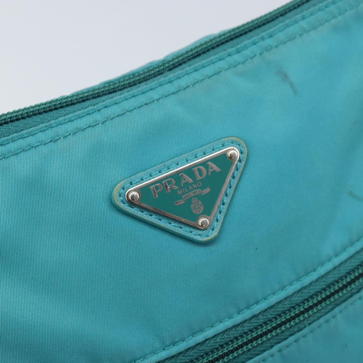 PRADA Shoulder Bag Nylon Light Blue Silver Auth 169875