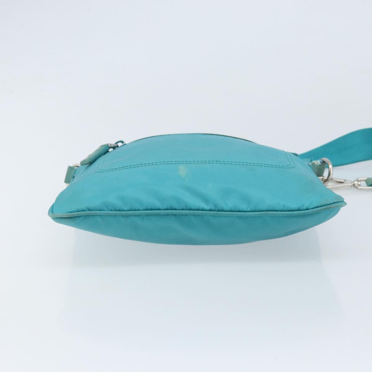 PRADA Shoulder Bag Nylon Light Blue Silver Auth 169875