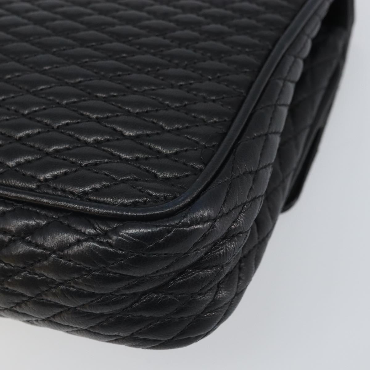 BALLY Chain Shoulder Bag Leather Black Gold Auth 169878V