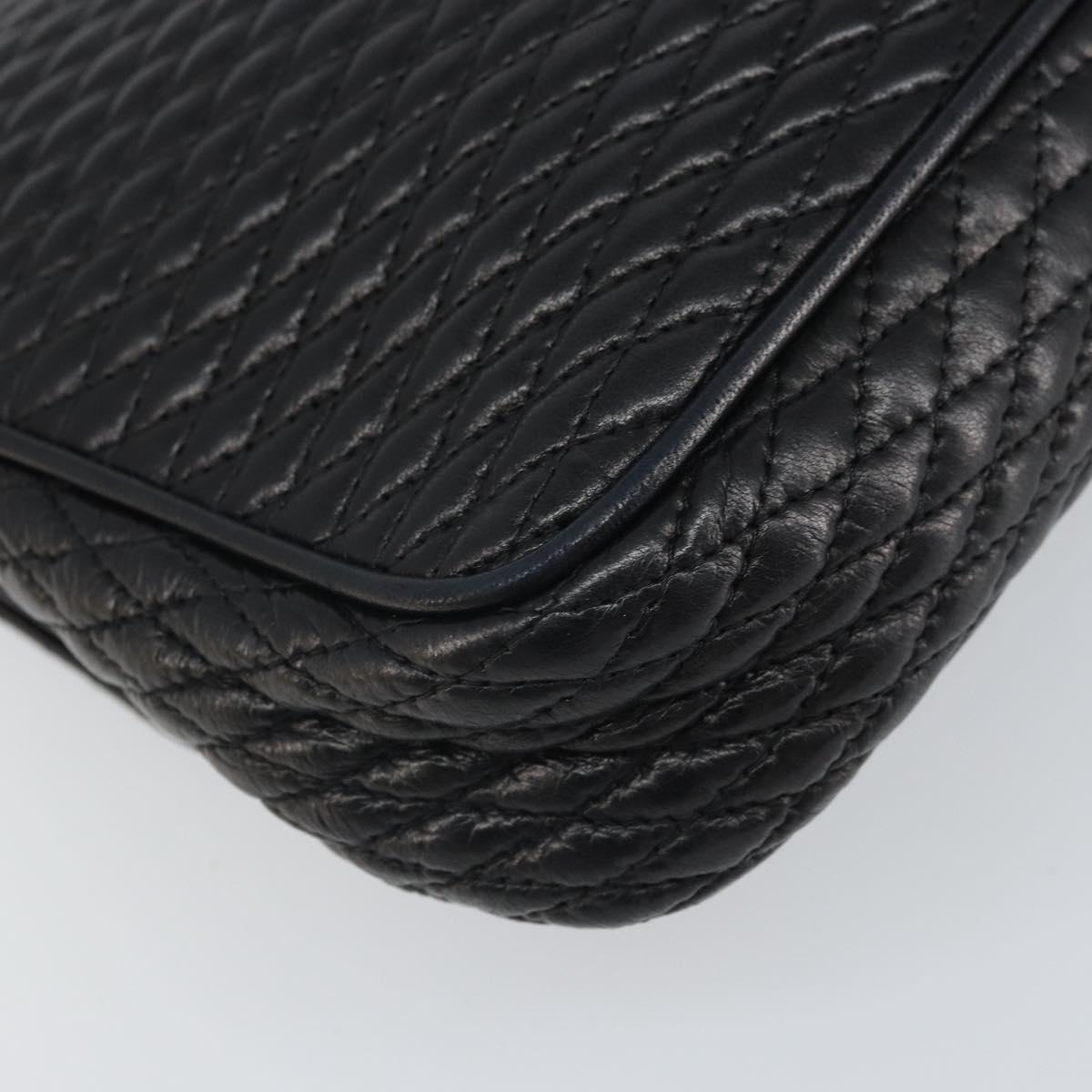 BALLY Chain Shoulder Bag Leather Black Gold Auth 169878V