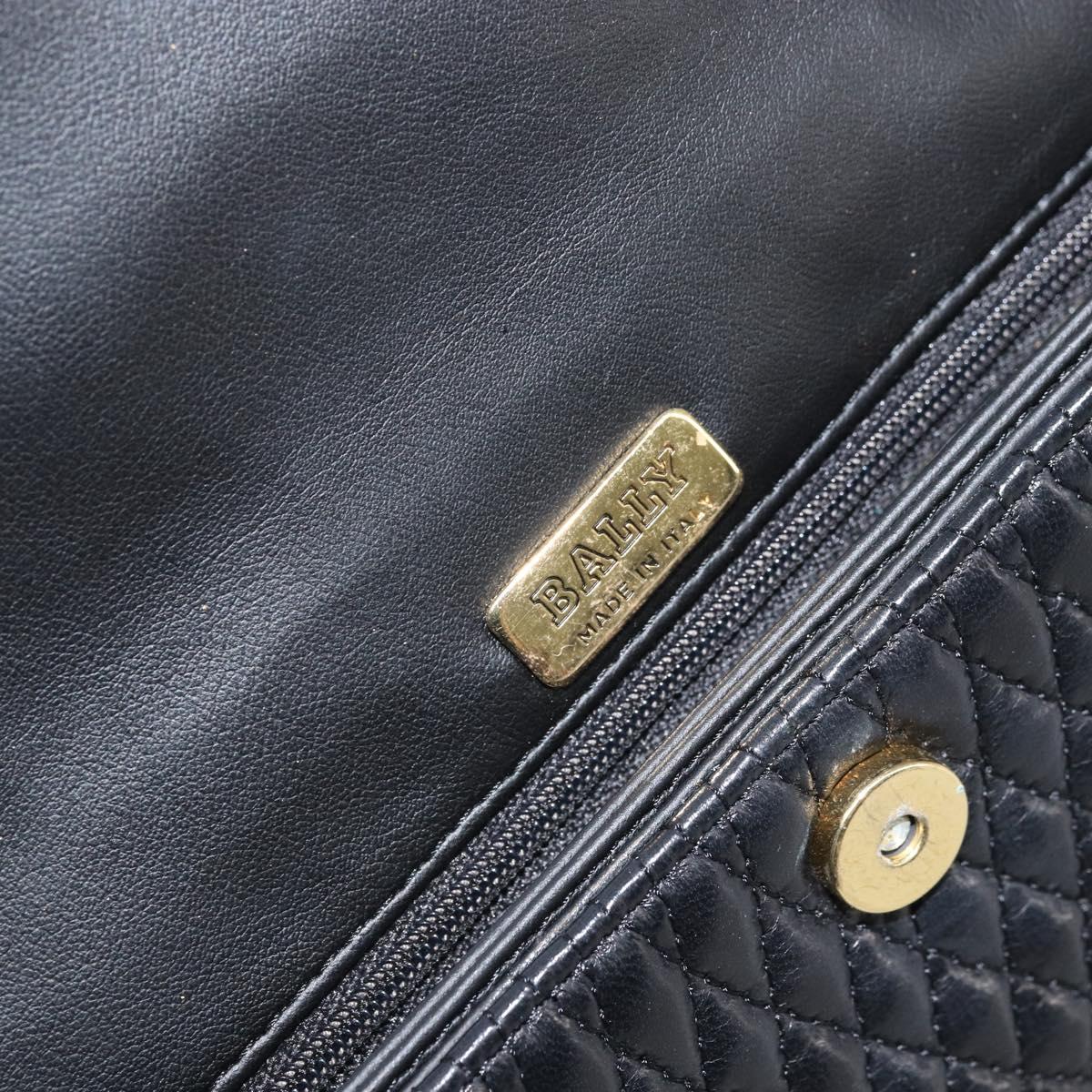 BALLY Chain Shoulder Bag Leather Black Gold Auth 169878V