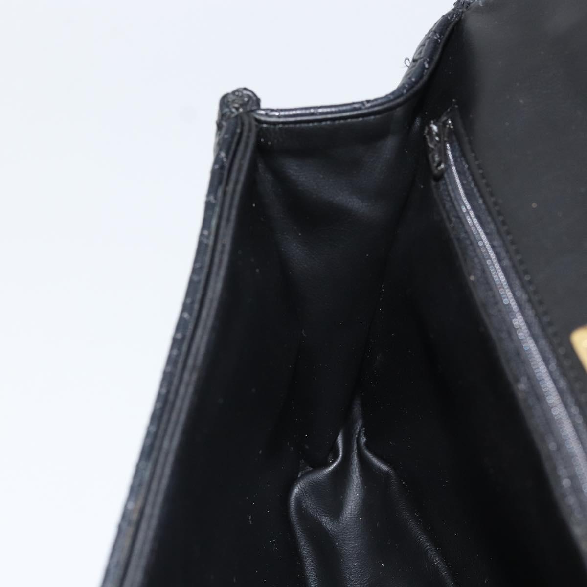 BALLY Chain Shoulder Bag Leather Black Gold Auth 169878V