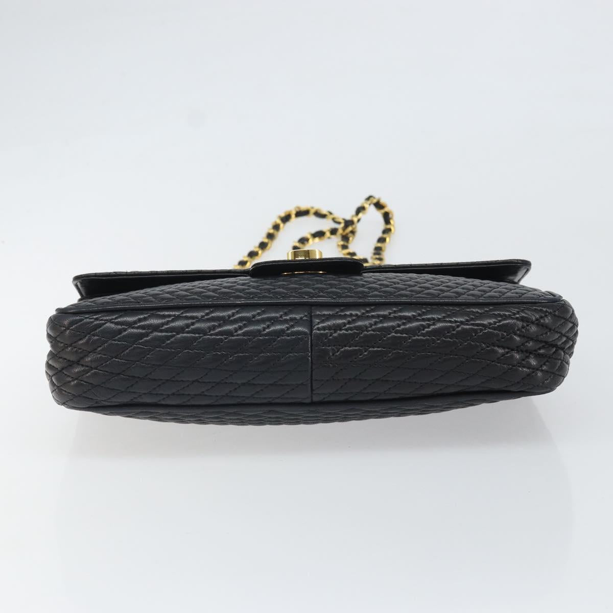 BALLY Chain Shoulder Bag Leather Black Gold Auth 169878V
