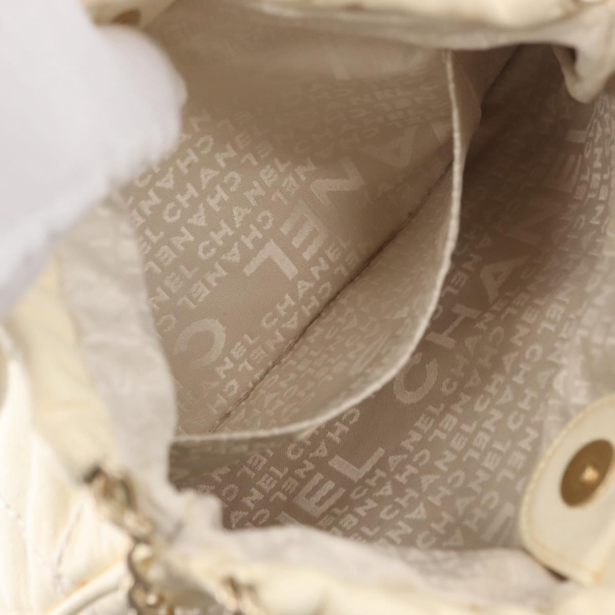 CHANEL Wild Stitch Chain Shoulder Bag Leather Ivory Gold CC Auth 169894