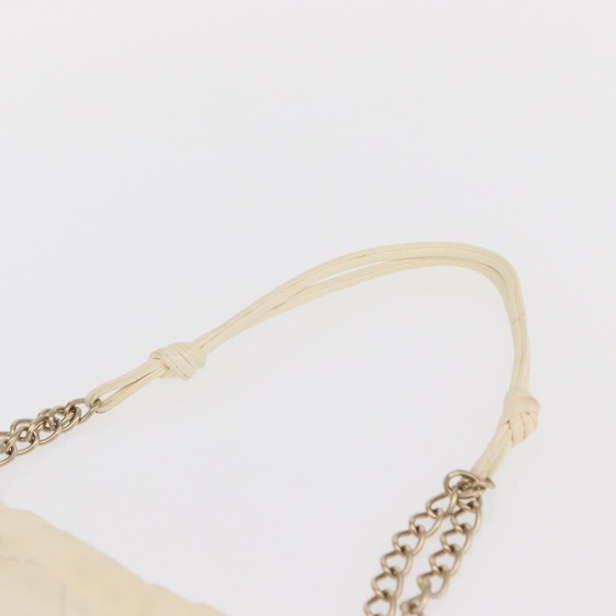 CHANEL Wild Stitch Chain Shoulder Bag Leather Ivory Gold CC Auth 169894