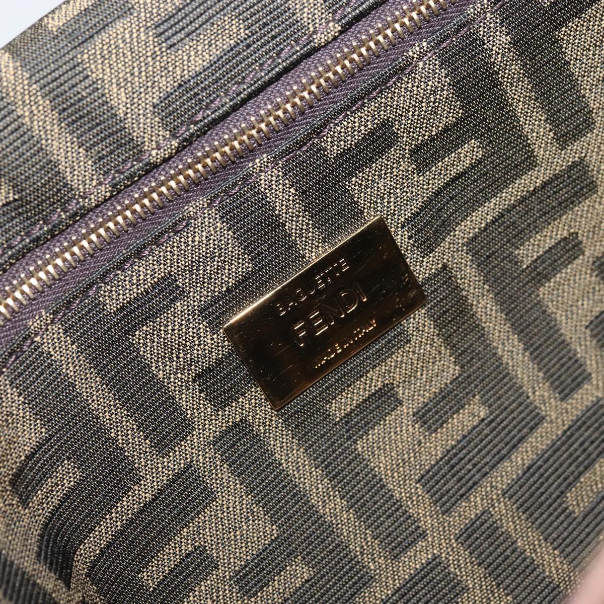 FENDI Zucca Canvas Shoulder Bag Black Brown gold Auth 169895SAM