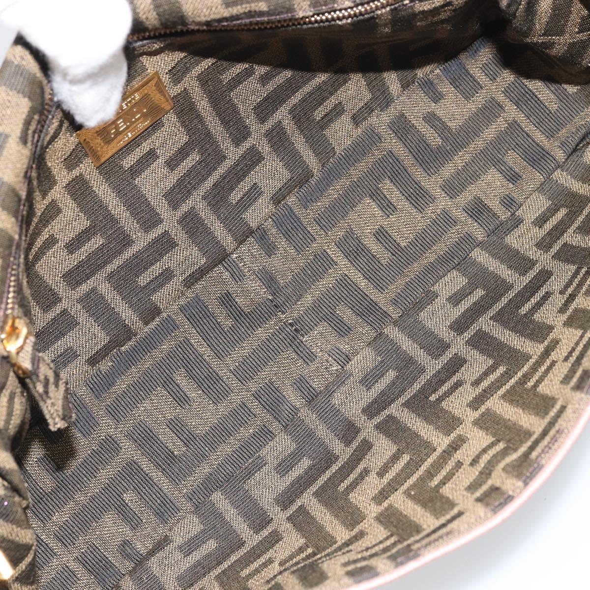 FENDI Zucca Canvas Shoulder Bag Black Brown gold Auth 169895SAM