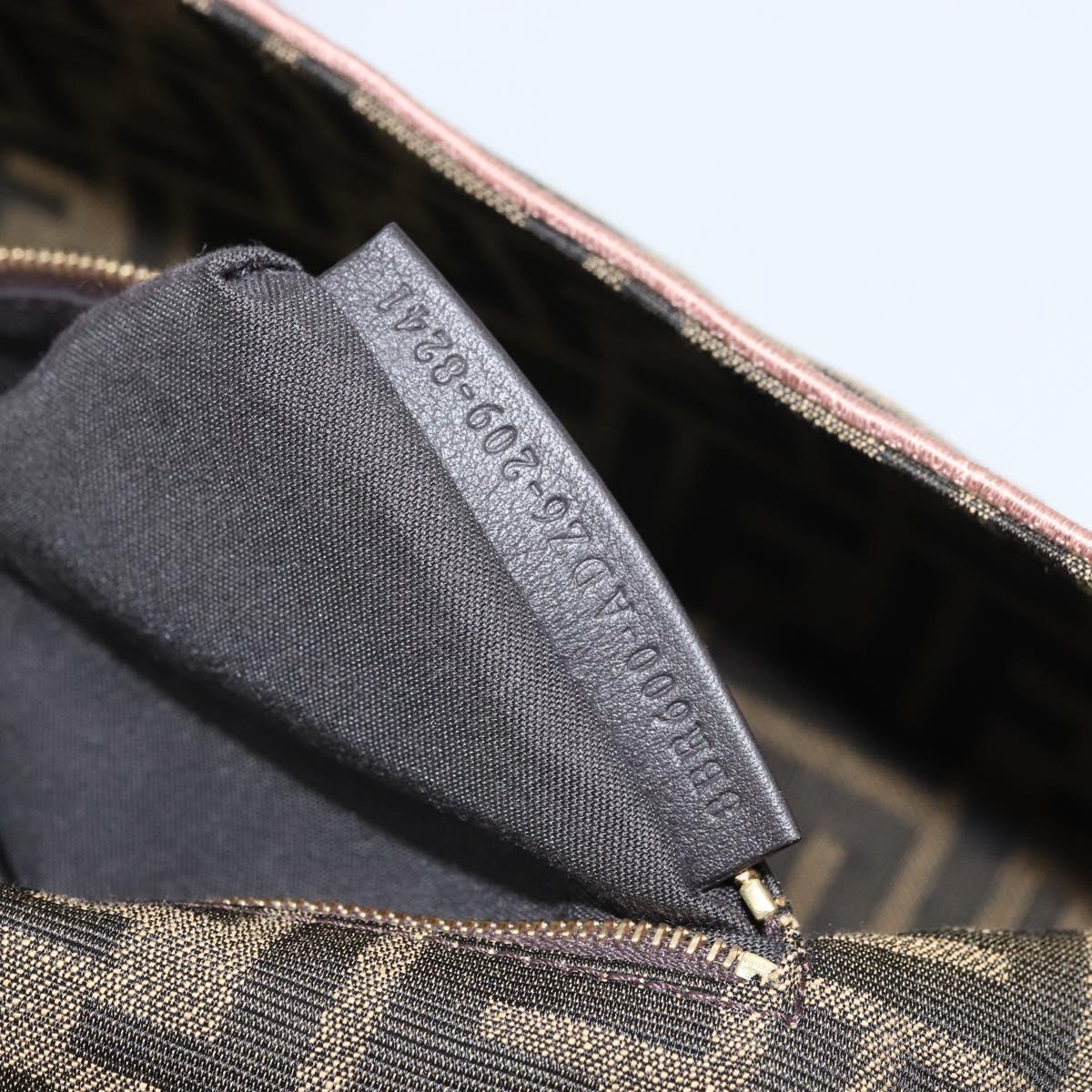 FENDI Zucca Canvas Shoulder Bag Black Brown gold Auth 169895SAM