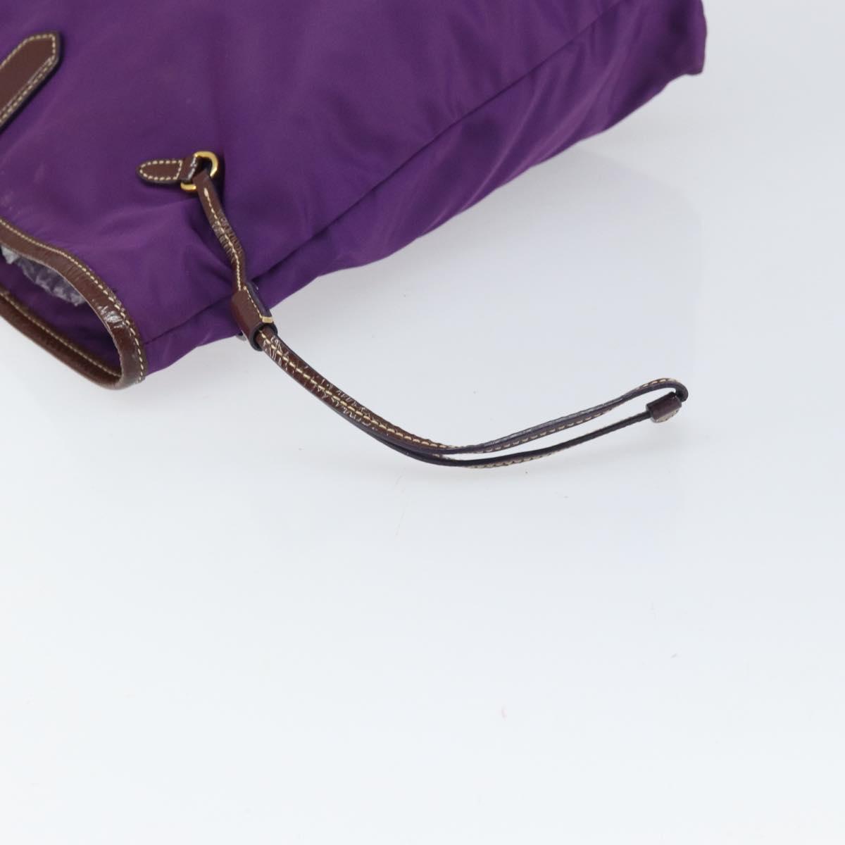 PRADA Tote Bag Nylon Purple Gold Auth 169896