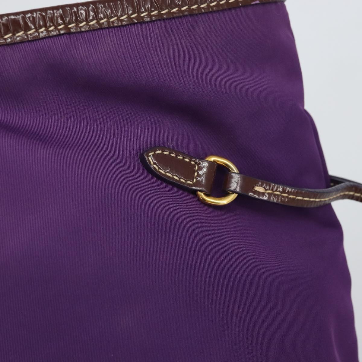 PRADA Tote Bag Nylon Purple Gold Auth 169896