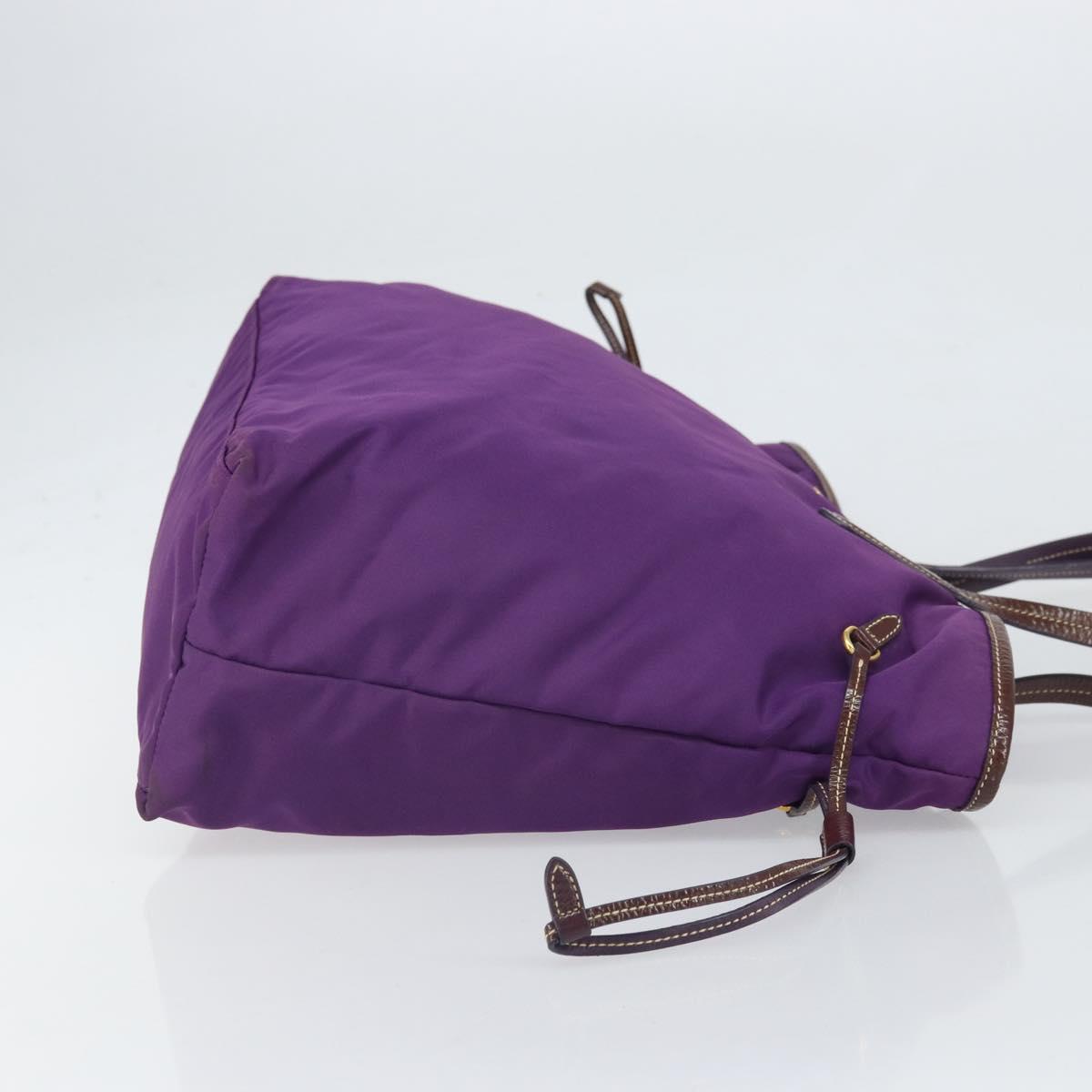 PRADA Tote Bag Nylon Purple Gold Auth 169896