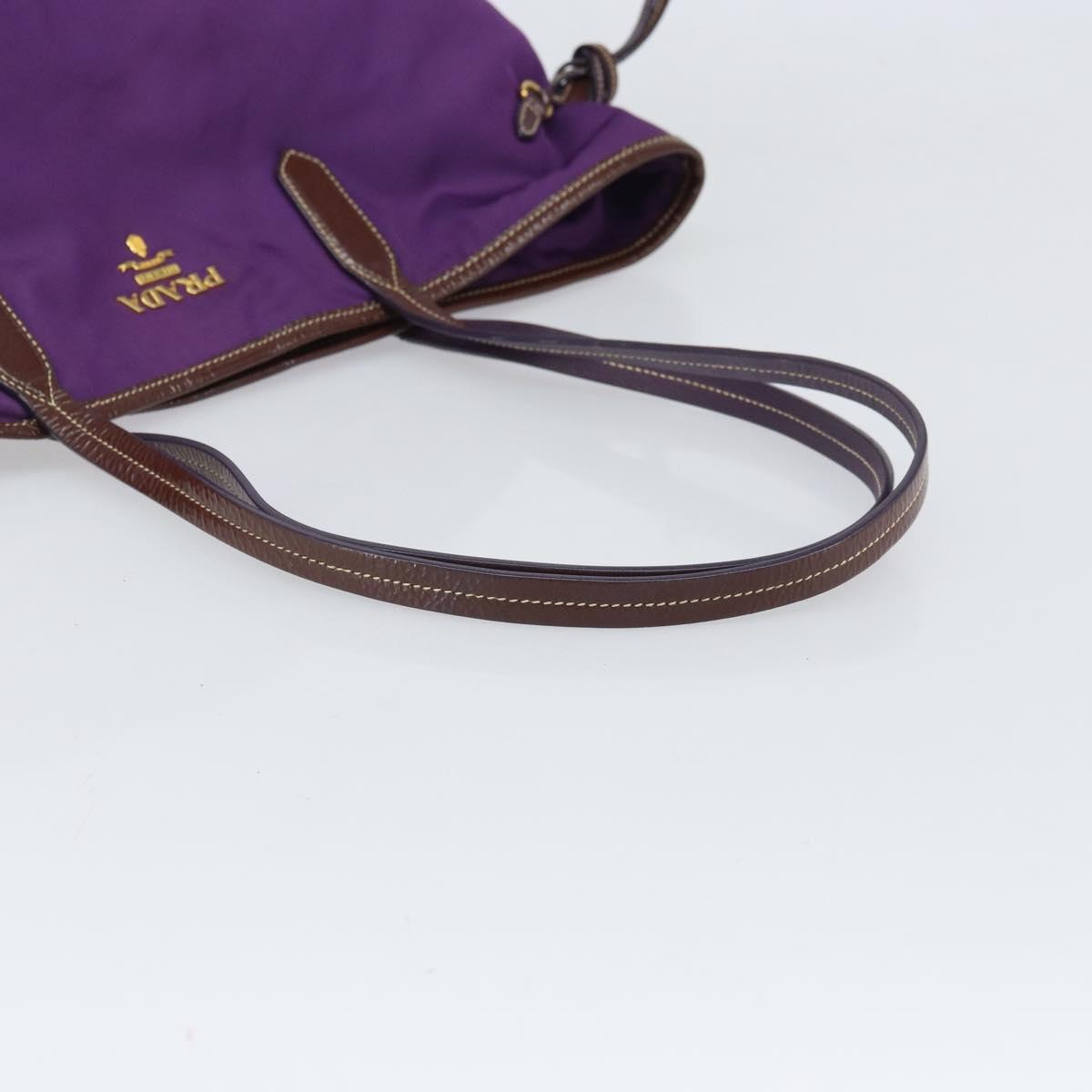 PRADA Tote Bag Nylon Purple Gold Auth 169896