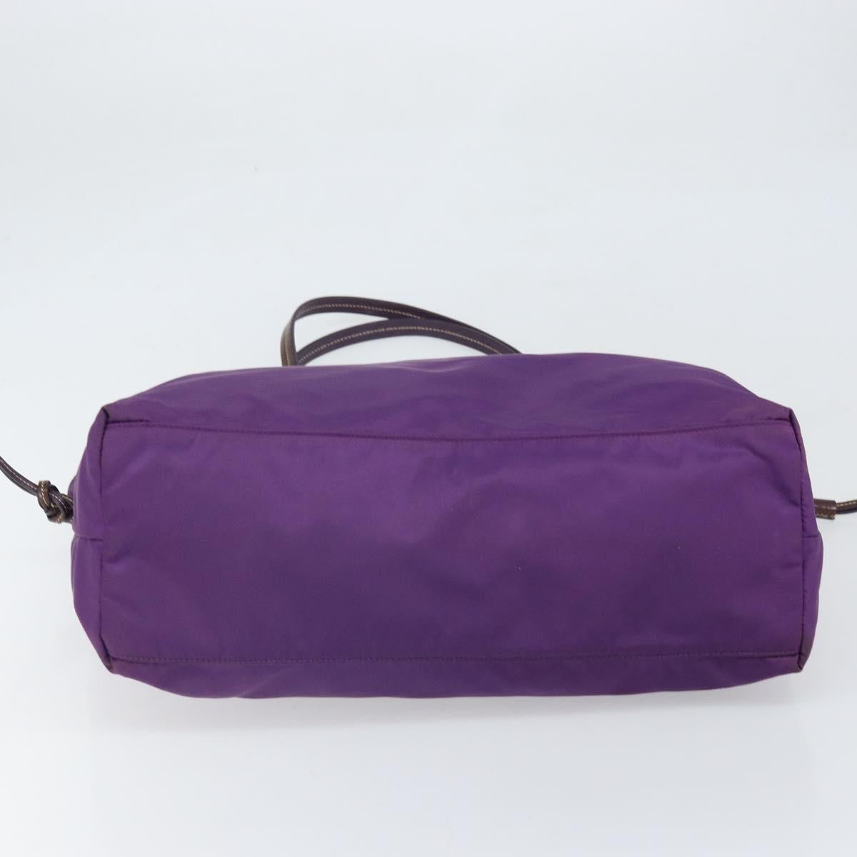 PRADA Tote Bag Nylon Purple Gold Auth 169896