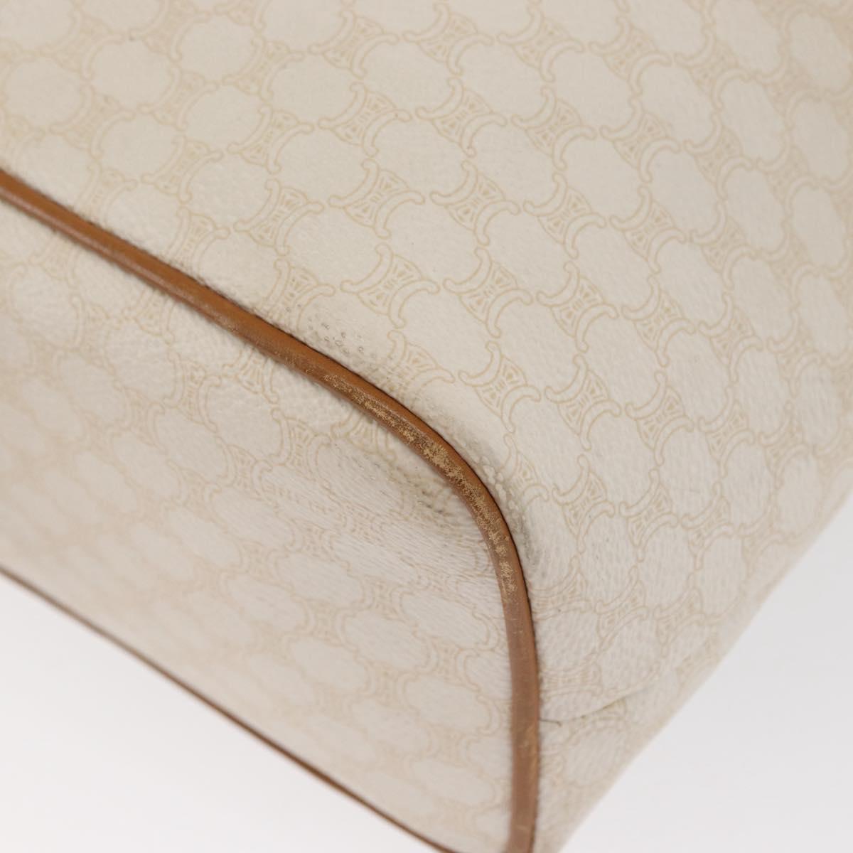 CELINE Macadam Canvas Shoulder Bag PVC Leather White Gold Auth 169899