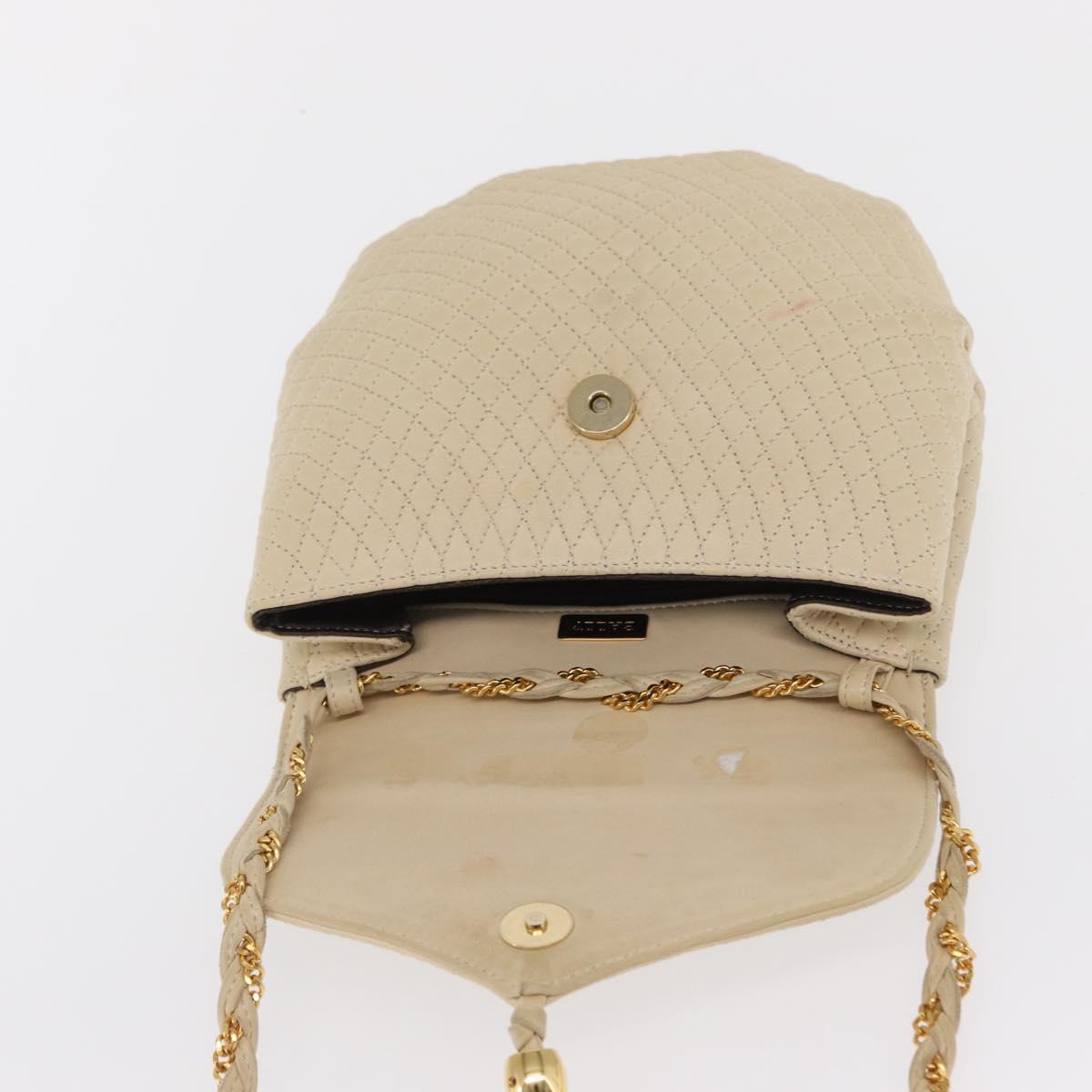 BALLY Shoulder Bag Leather Ivory Gold Auth 169900