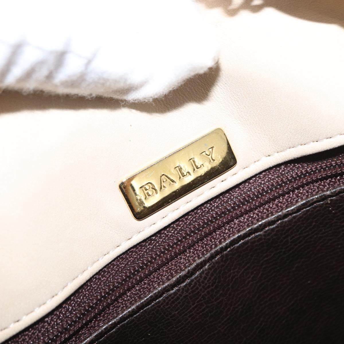 BALLY Shoulder Bag Leather Ivory Gold Auth 169900