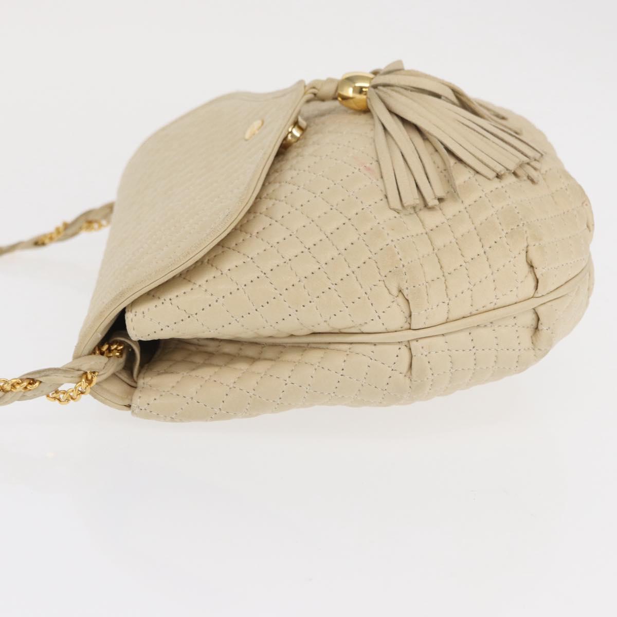 BALLY Shoulder Bag Leather Ivory Gold Auth 169900