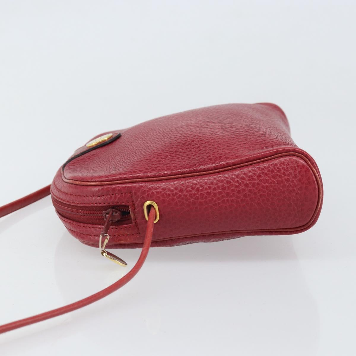 Christian Dior Shoulder Bag Leather Red Gold Auth 169903