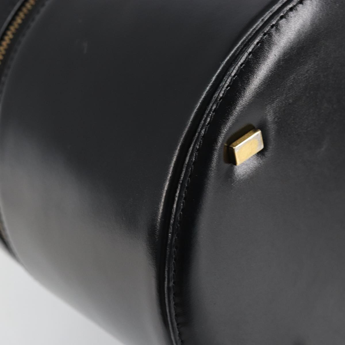 CELINE Vanity Hand Bag Leather Black Gold Auth 169907V