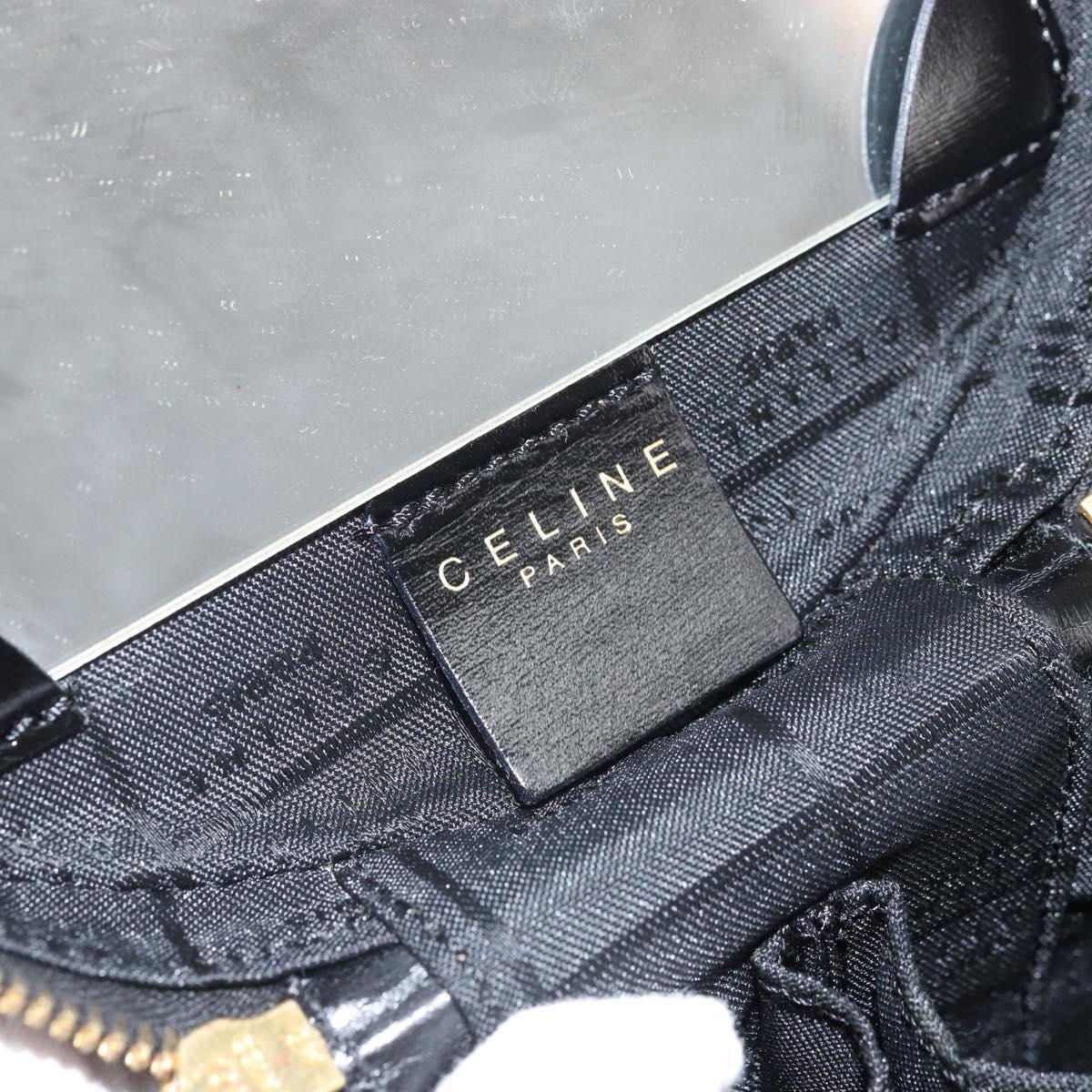 CELINE Vanity Hand Bag Leather Black Gold Auth 169907V