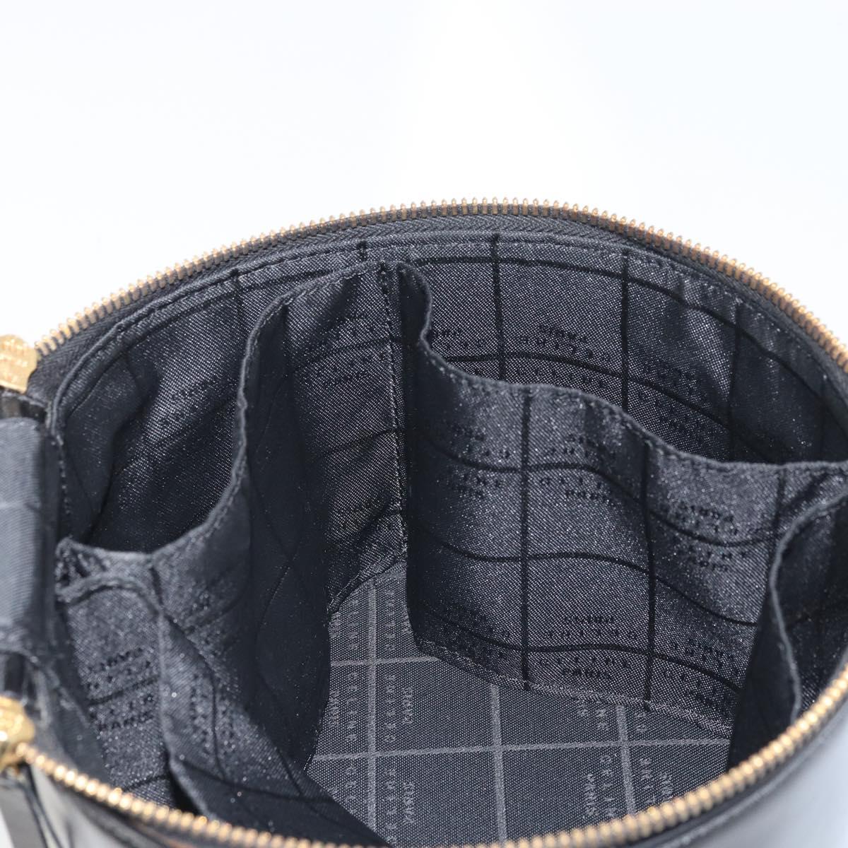 CELINE Vanity Hand Bag Leather Black Gold Auth 169907V