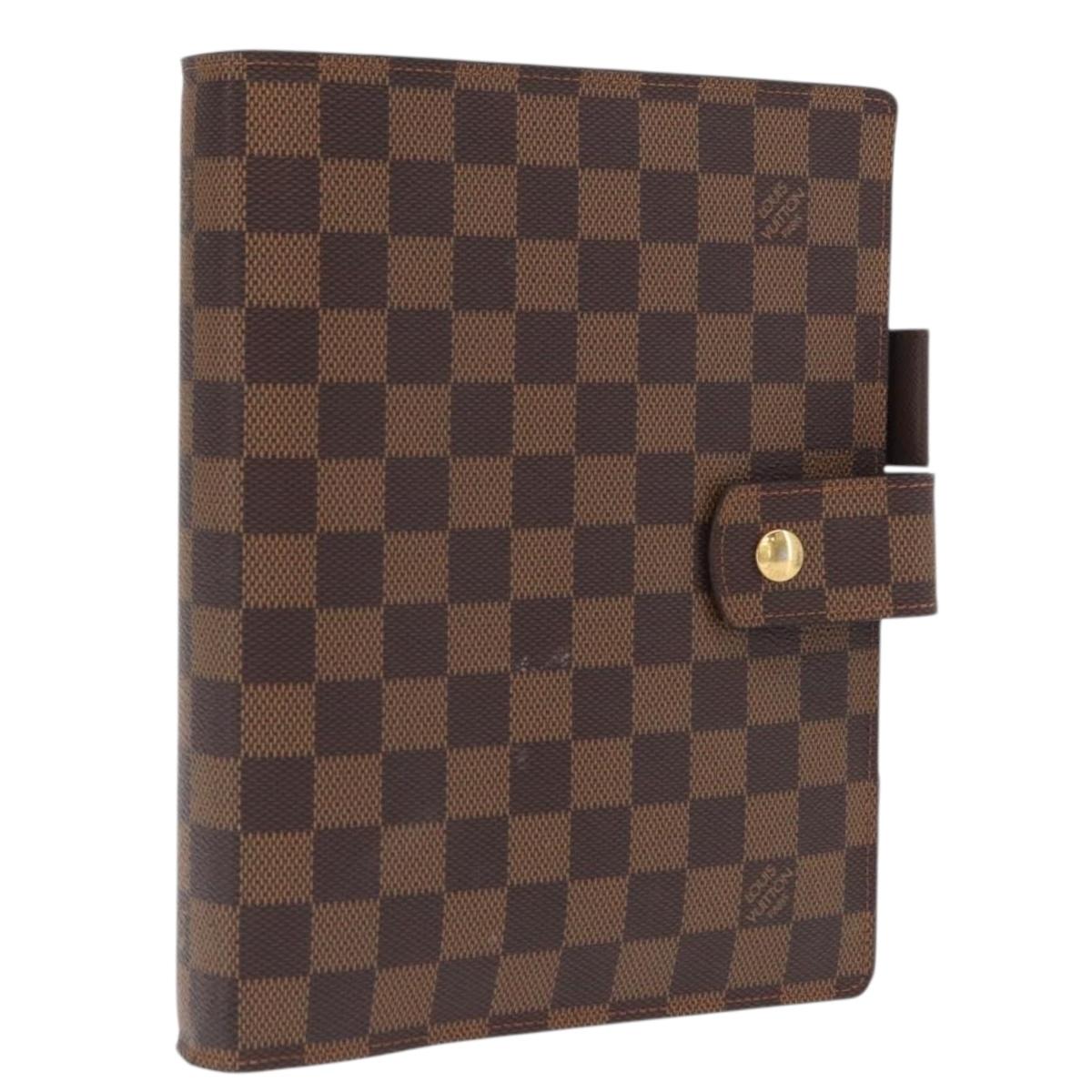 LOUIS VUITTON Damier Ebene Agenda GM Day Planner Cover R20107 LV Auth 169911