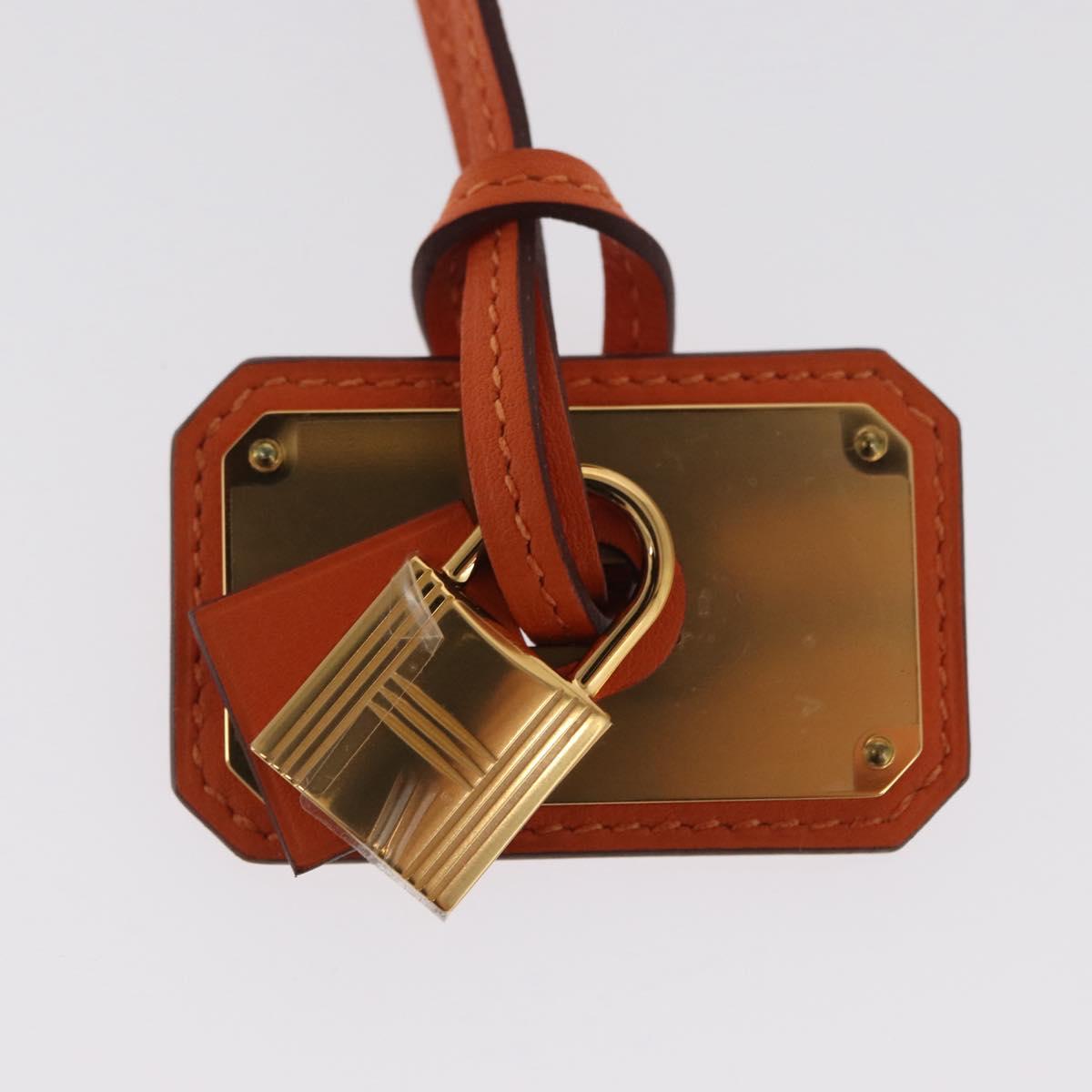 HERMES Okelley GM Necklace Leather Orange Auth 169916SAV