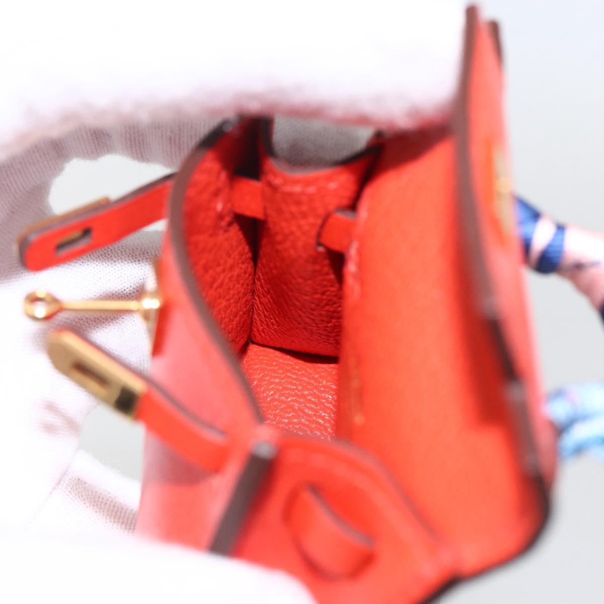 HERMES Micro Kelly Twilly Bag Charm Leather Orange Auth 169917SM