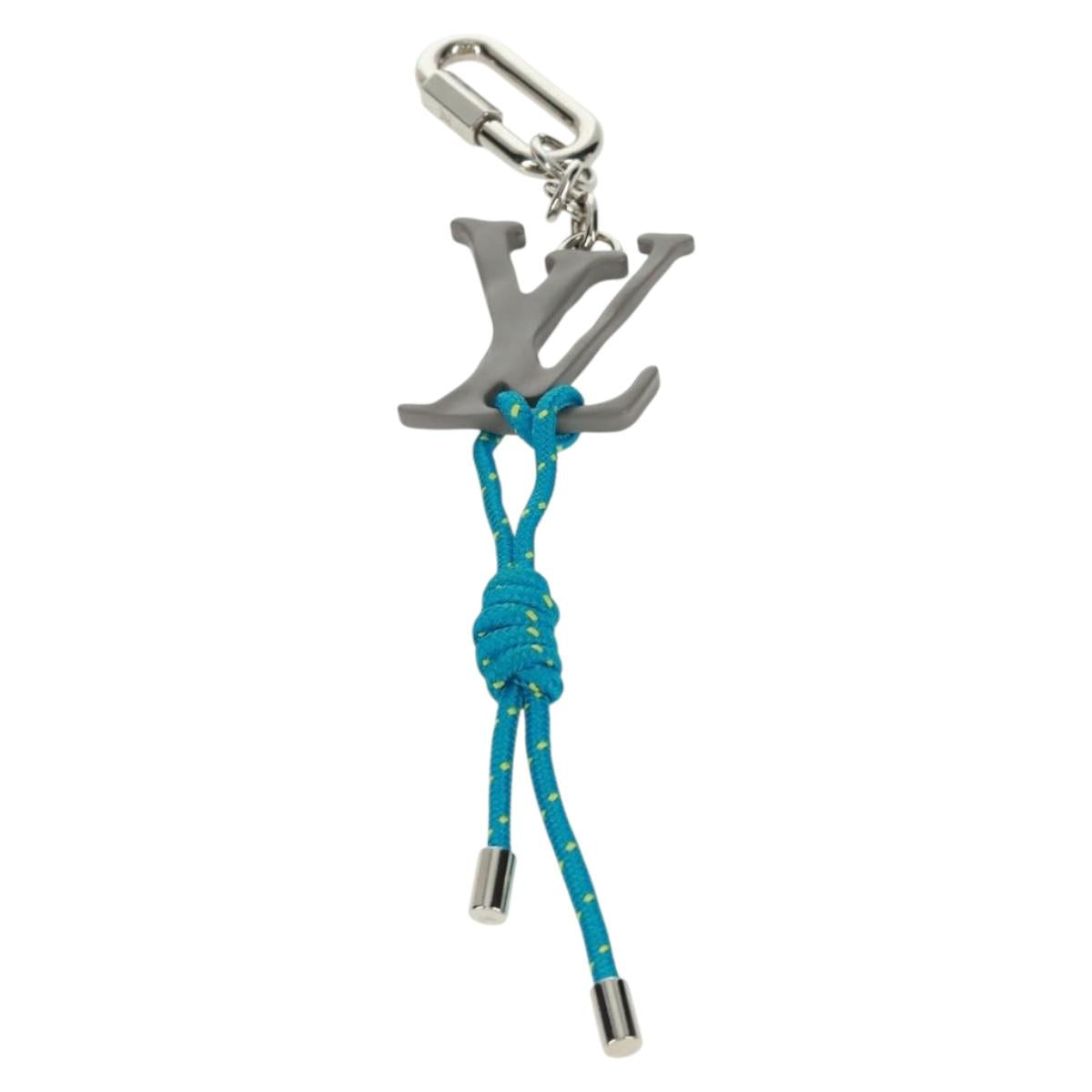 LOUIS VUITTON Porte Cles LV Shape Rope Charm metal Blue MP2618 LV Auth 169919M