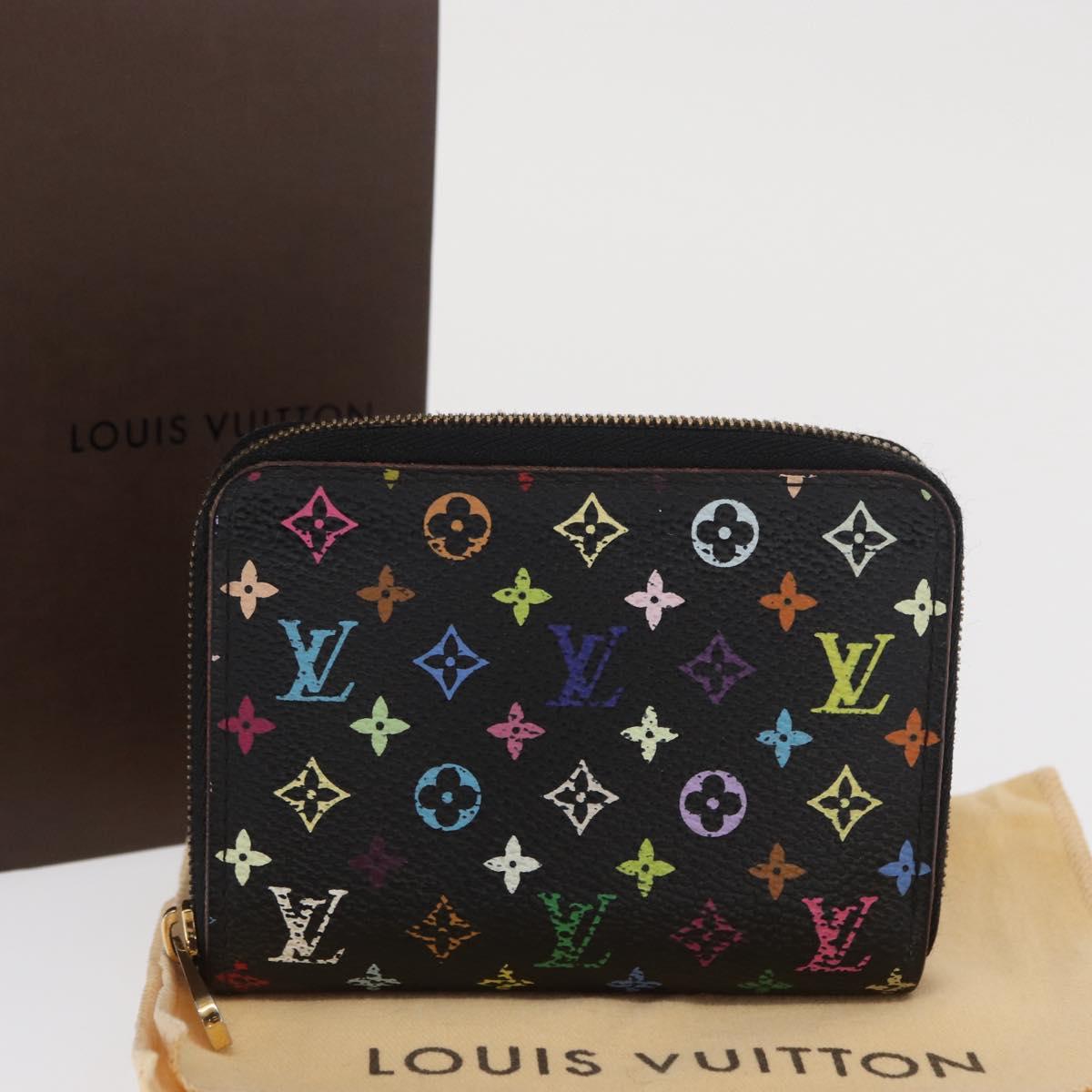 LOUIS VUITTON Monogram Multicolor Zippy Coin Purse Black M93740 LV Auth 169925