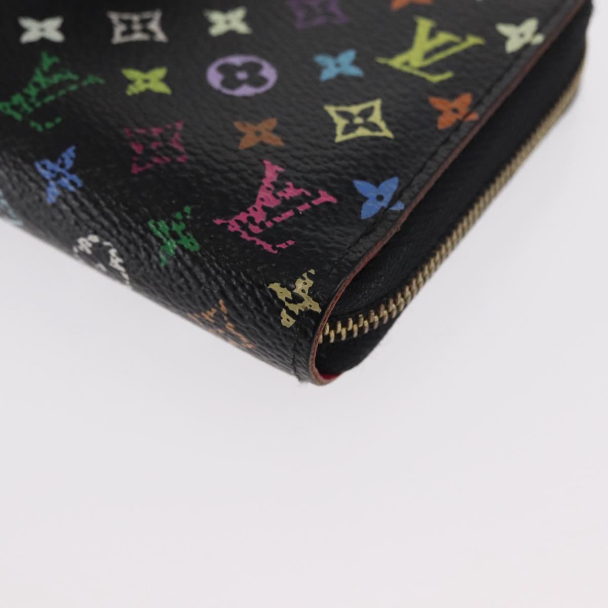 LOUIS VUITTON Monogram Multicolor Zippy Coin Purse Black M93740 LV Auth 169925