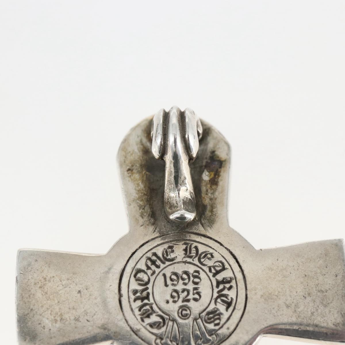 Chrome Hearts Large Vulcan Cross Pendant Top Ag925 Silver Auth 169929SM