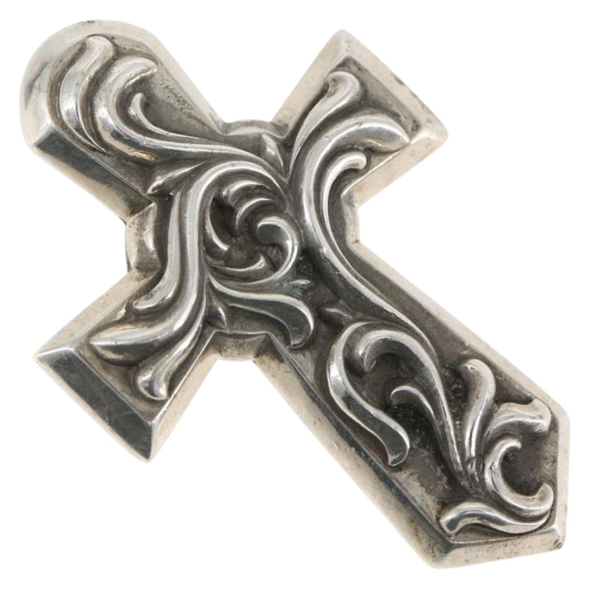 Chrome Hearts Large Vulcan Cross Pendant Top Ag925 Silver Auth 169929SM