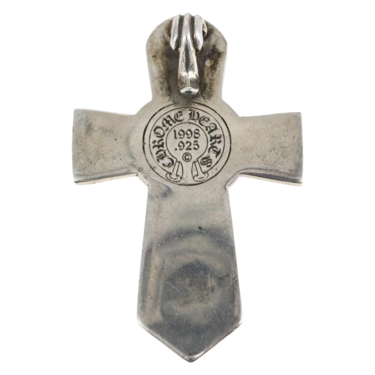 Chrome Hearts Large Vulcan Cross Pendant Top Ag925 Silver Auth 169929SM