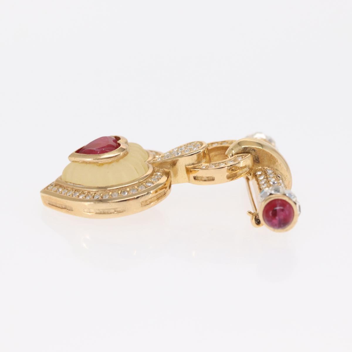 Christian Dior Earring Brooch metal Gold Tone Auth 169930V