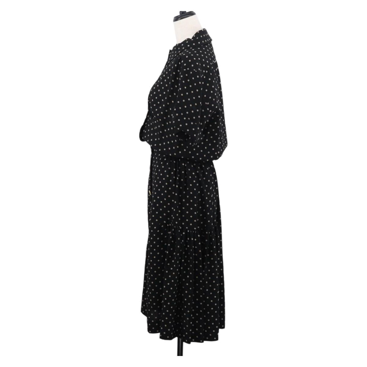 CHANEL One Piece Silk Black CC Auth 169945M