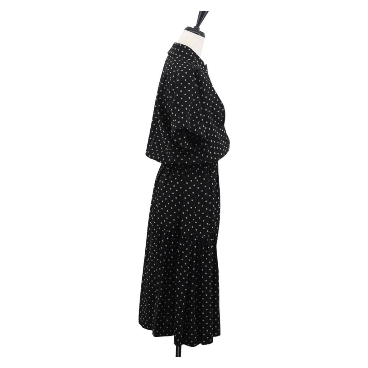 CHANEL One Piece Silk Black CC Auth 169945M