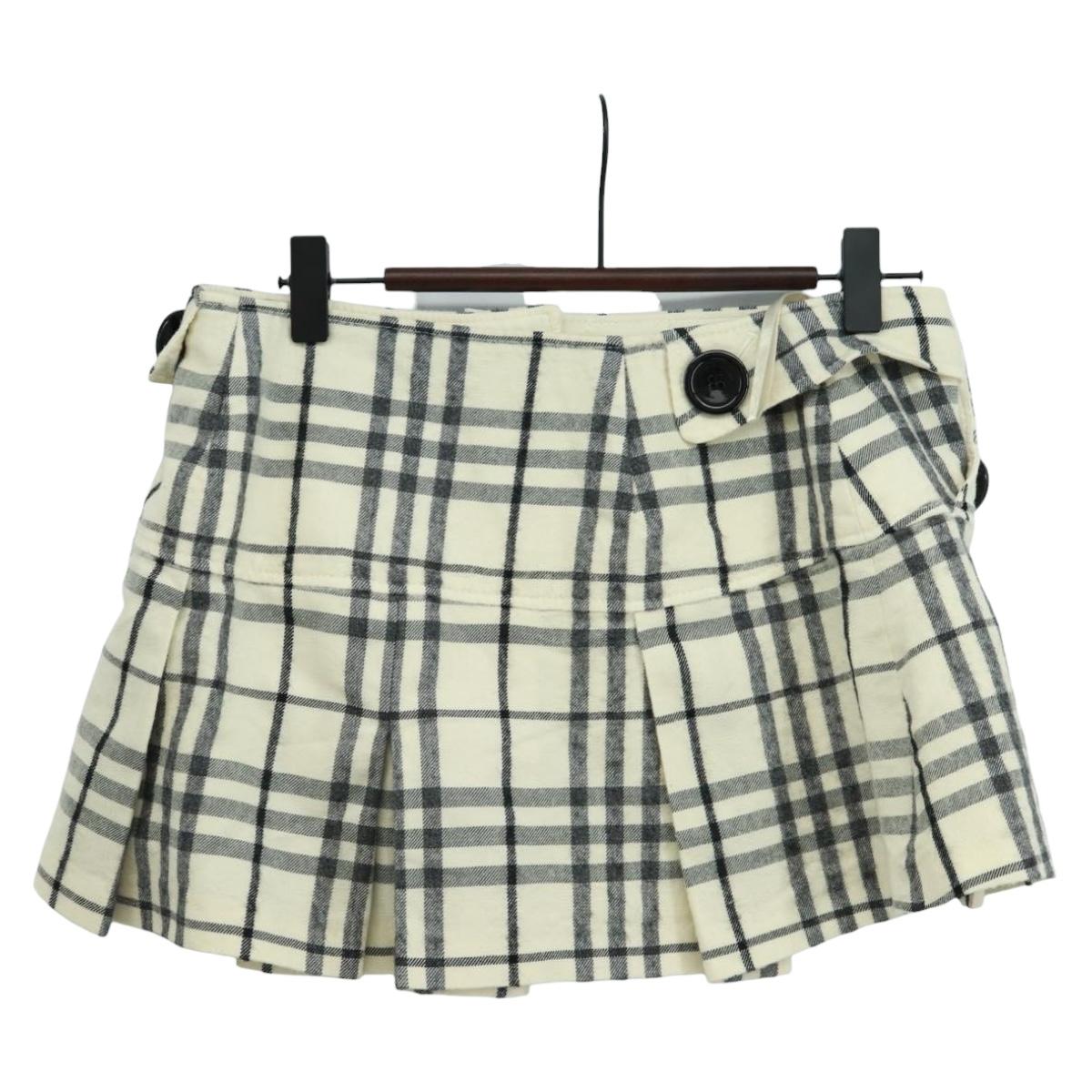 BURBERRY Nova Check Blue Label skirt Wool White Auth 169946V