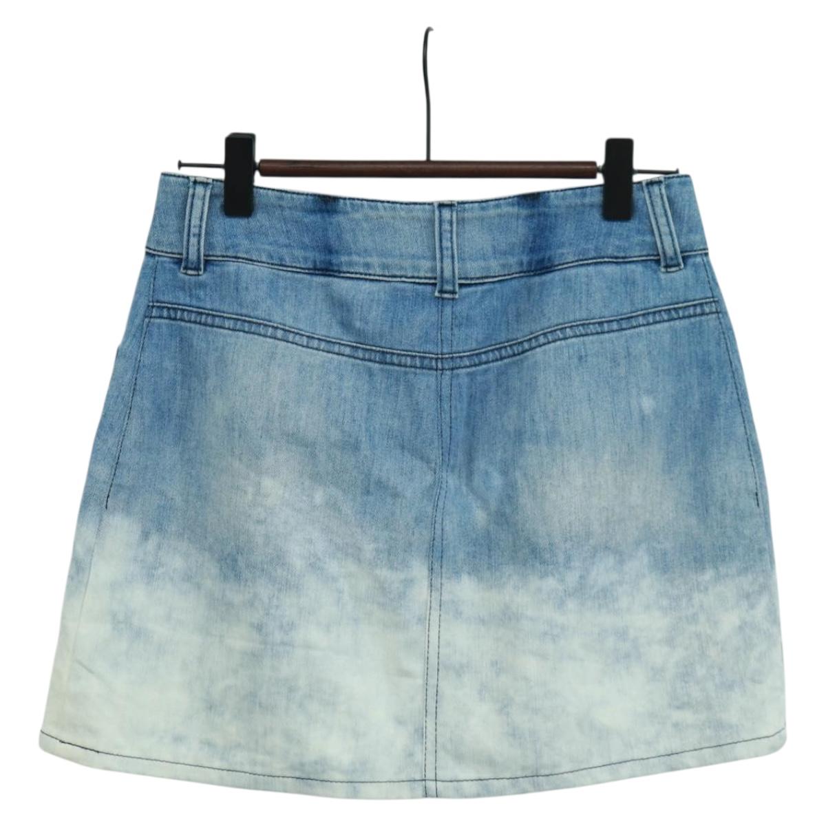 CHANEL Skirt Denim Blue CC Auth 169950V
