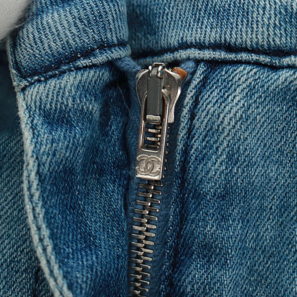 CHANEL Skirt Denim Blue CC Auth 169950V