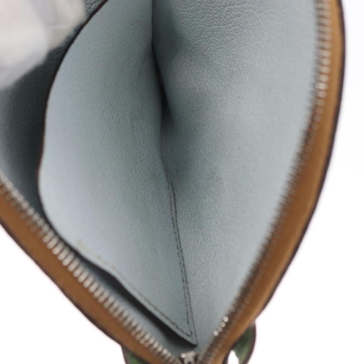 HERMES Paddock Coin Purse Leather Light Blue Auth 169952