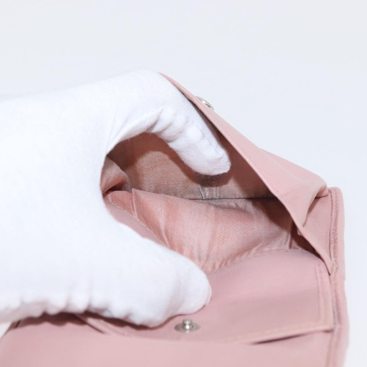Miu Miu Matelasse Wallet Leather Pink Silver Auth 169953A